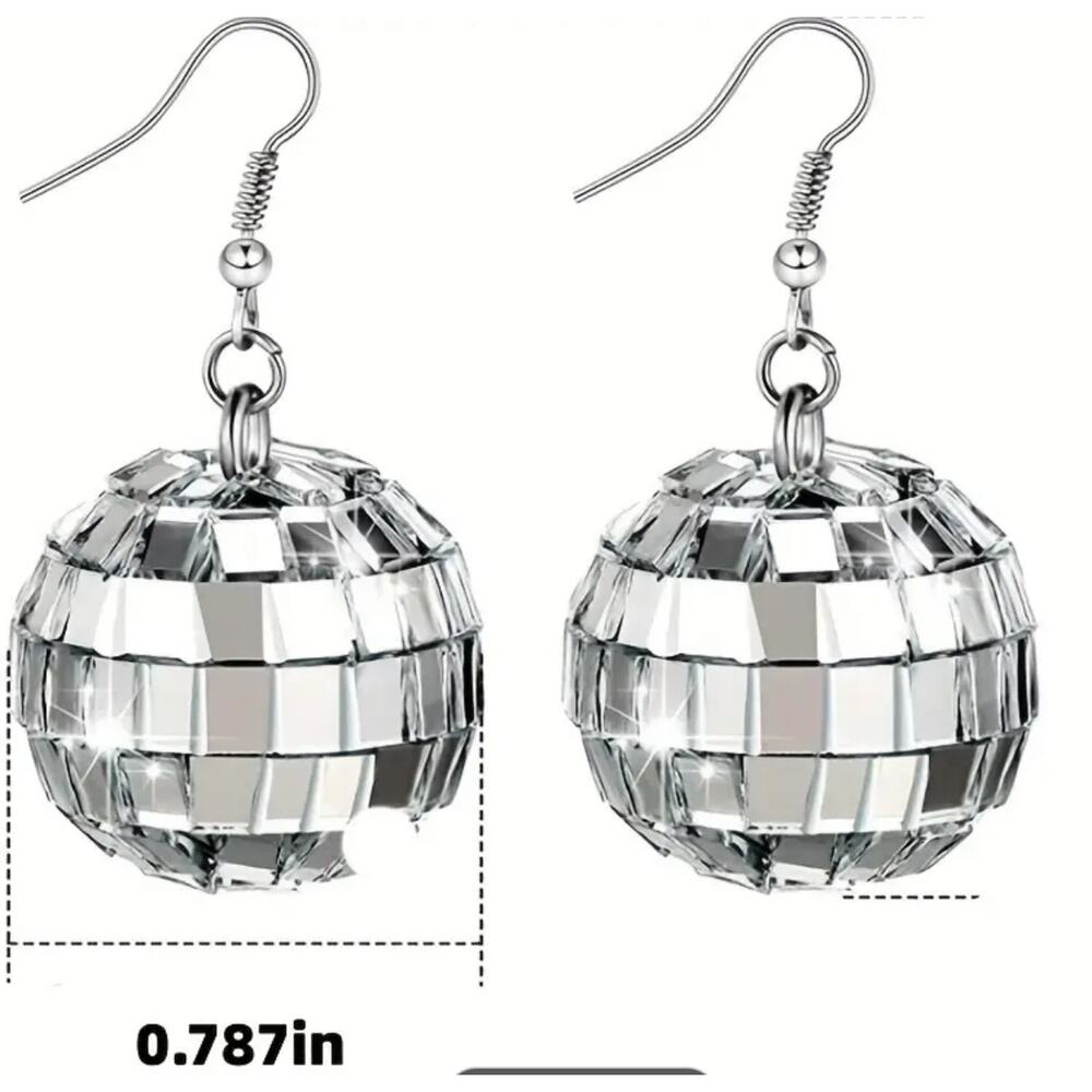 Real Mirror pieces Mirrorball Disco Earrings Perfect for Eras Taylor Swift - Picture 3 of 3